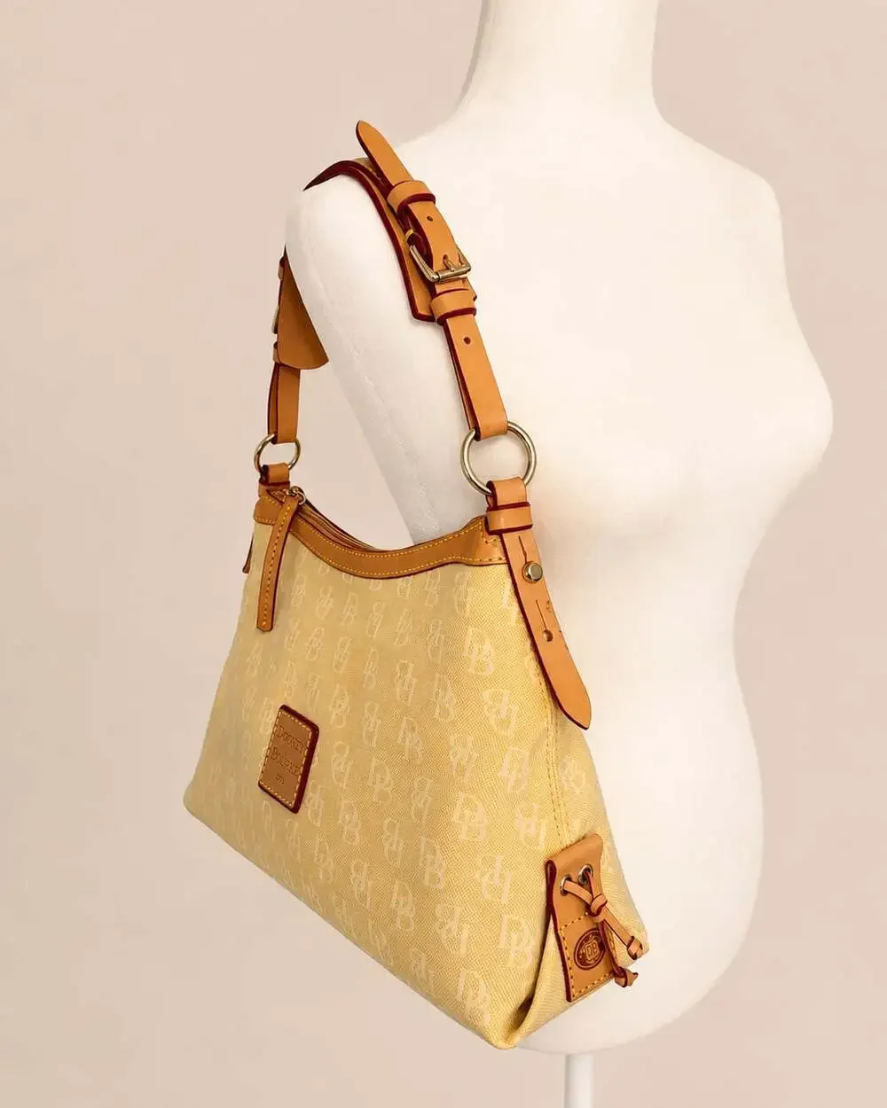 Dooney & Bourke 1975 Signature Monogram Canvas East West Hobo Bag